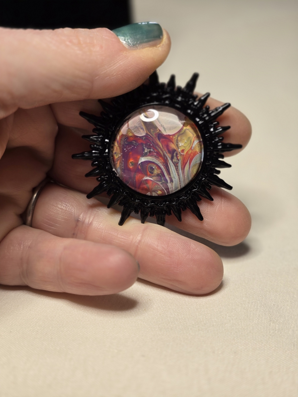 🌟3 for $18!🌟One Of A Kind, Handmade Acrylic Pour Sunburst Pin